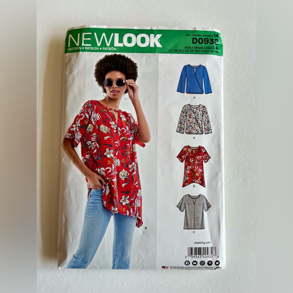 New Look Sewing Pattern D0932 Misses Keyhole Shirts/Blouses - Sizes XS-XL